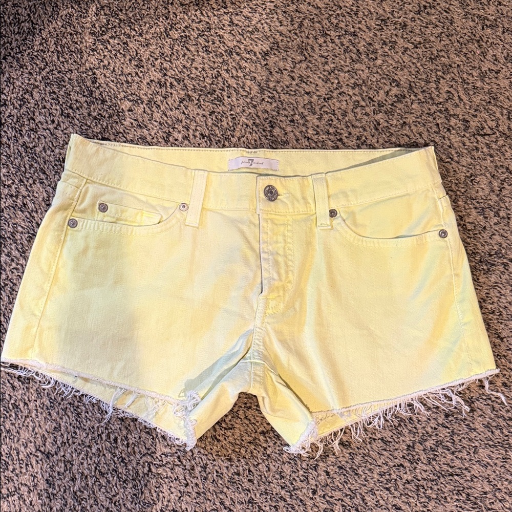 7 For All Mankind Light Yellow Jean Shorts